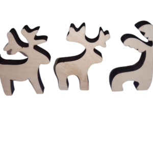 Ensemble de 3 cerfs de Noël en bois